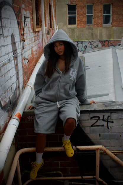 FAYZED ZIP UP - GREY MARBLE